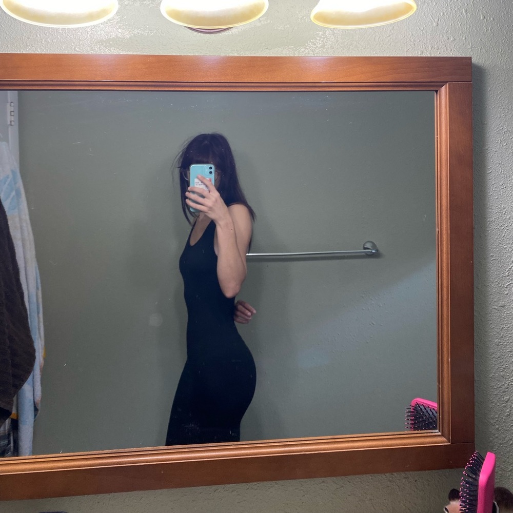 Wet Seal black skin tight long maxi dress!!